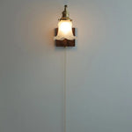 LED Brass Walnut Wood Wall Sconce Rotate Glass Stair Light