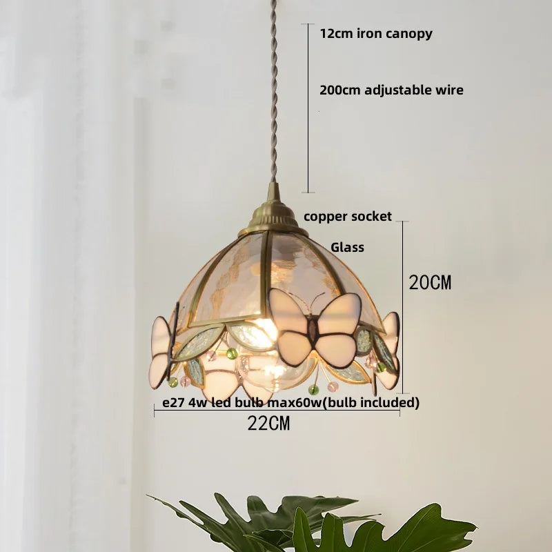 Afralia™ Glass LED Pendant Light Fixture Coffee Kitchen Loft Vintage Copper Hang Lamp