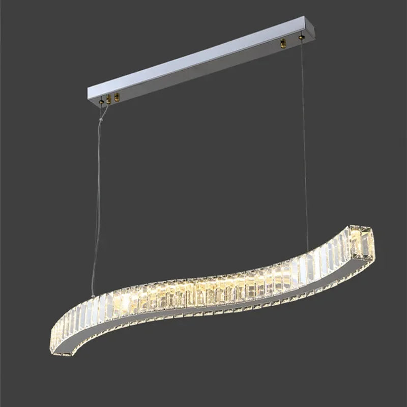 Afralia™ Wave Crystal LED Pendant Light for Modern Dining Room