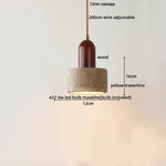 Yellow Travertine Wood LED Pendant Lamp - Nordic Modern Living Dining Room Light