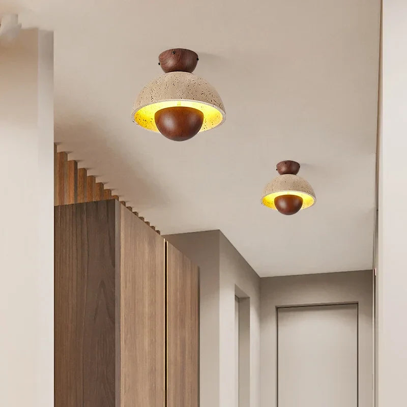Yellow Cave Stone LED Ceiling Light: Vintage Loft Kitchen Living Room Lamp