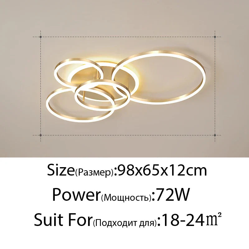 White Gold LED Chandelier for Living Room Study Parlor, Modern Indoor Lighting