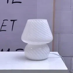 Striped Mushroom Glass LED Desk Lamp in Korean Ins Style