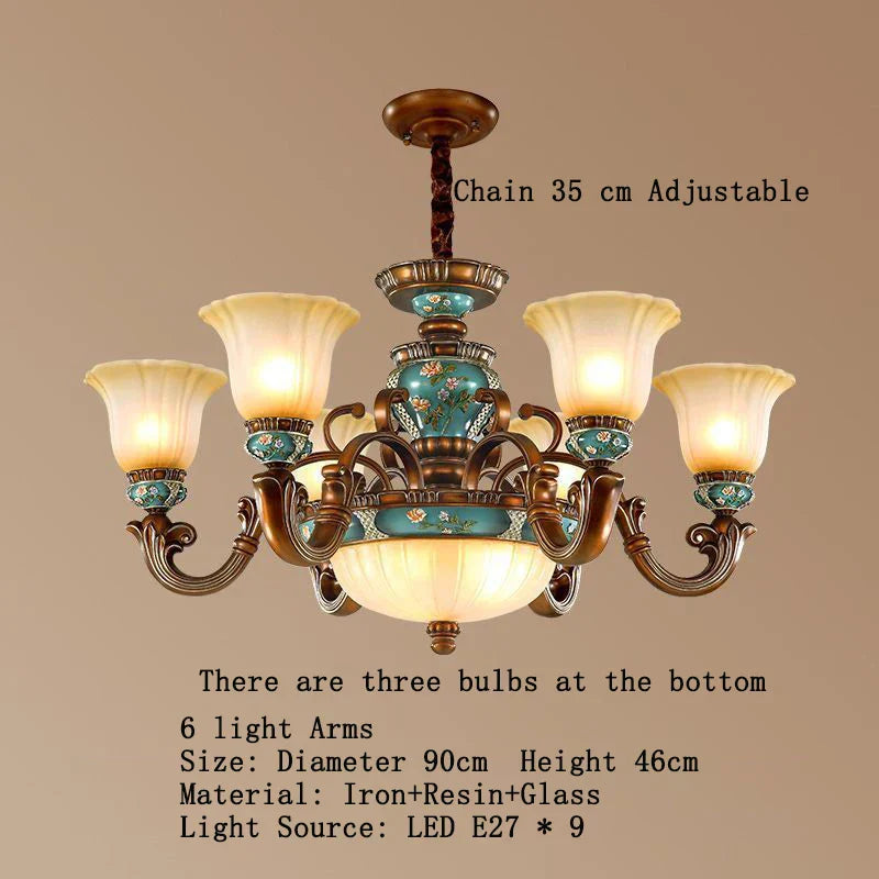 Classical Resin Chandelier for Luxurious Living Room, Dining Room, and Bedroom Lighting
