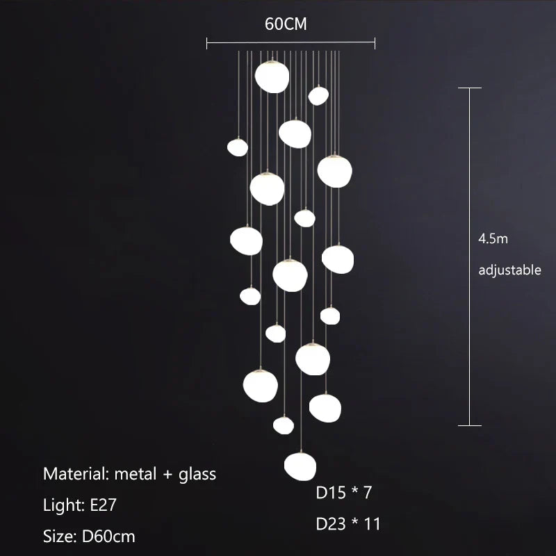 Nordic Glass Lampshade LED Ceiling Chandelier for Home Decoration