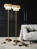 All Brass Crystal Floor Lamp Gold Luxury Decor Living Room Lighting