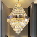 Crystal Chandelier: Luxe Stairwell Lighting for Penthouse Villa