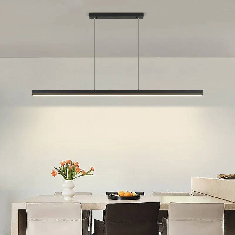 Modern Straight Pendant LED Light - Minimalist Painted Aluminium Chandelier