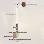 Yellow Travertine Stone Wood Wall Sconce LED Light Fixture, Modern Nordic Design