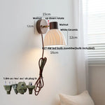 White Ceramic Wood LED Wall Light Fixture Pull Chain Switch Bedside Lamp