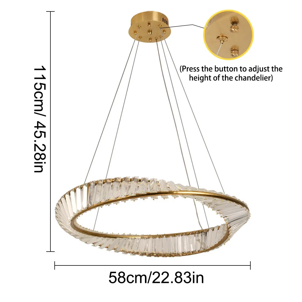 Gold Möbius Strip Pendant Chandelier for Luxe Living and Dining Spaces