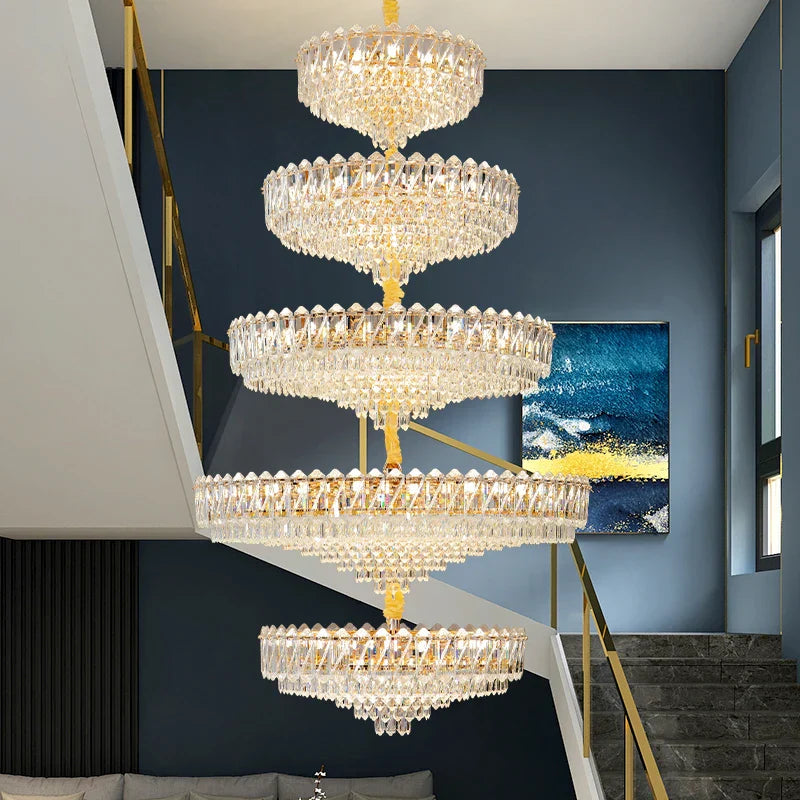 Luxury Crystal Chandelier for Duplex Villa Staircase and Living Room