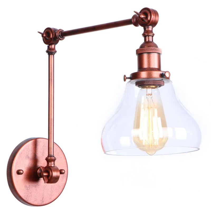 Vintage Loft LED Wall Light - Industrial Glass Iron Lamp
