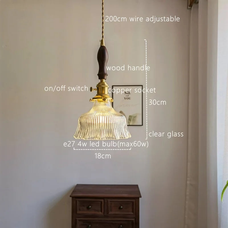 Japanese Style Green Glass LED Pendant Chandelier for Home Decor