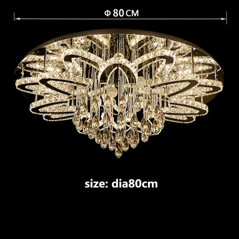 Dimmable LED Crystal Chandelier Chrome Ceiling Light Fixture