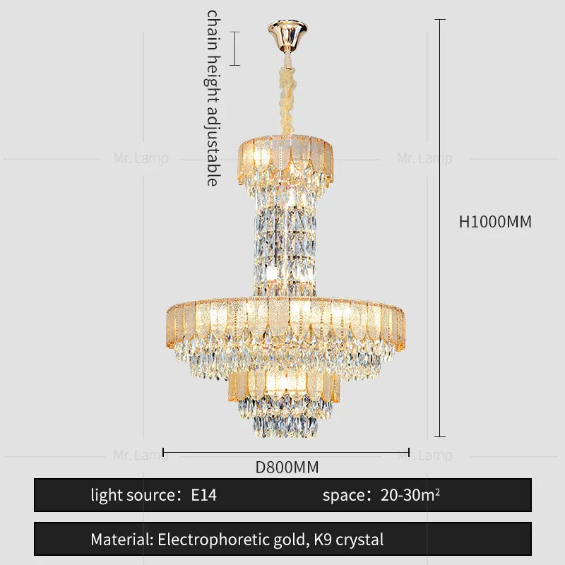 Crystal Chandelier: Postmodern Multi-layer Luxury for Living Room, Hotel Lobby, and Villa