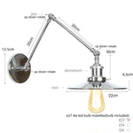 Vintage Industrial Long Arm Adjustable LED Wall Sconce Pull Chain Switch Bedside Lamp