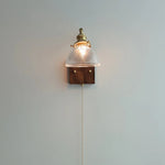 Walnut Wood LED Wall Sconce Glass Rotatable Stair Light Fixtures