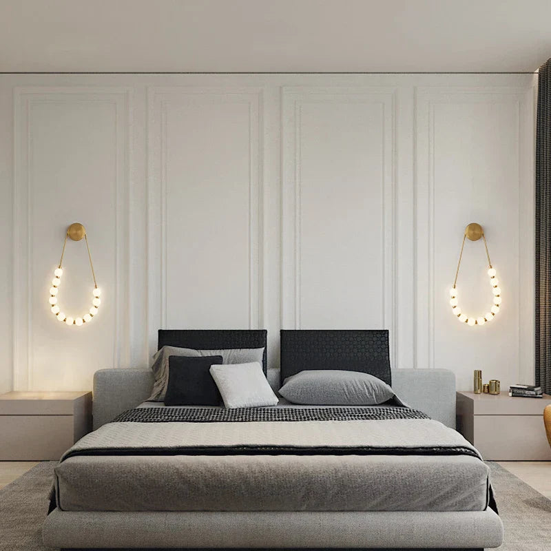 Black Gold LED Her Necklace Wall Lamp Sconce for Bedroom & Corridor
