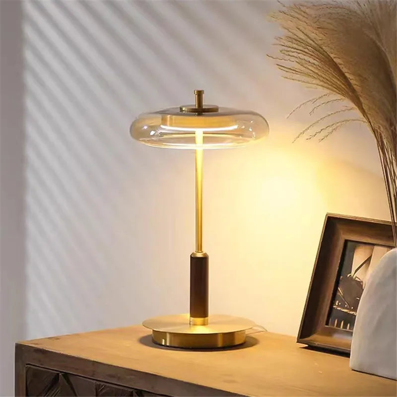 Mushroom Lustre Glass Floor Lamp - Gold Metal Art Design