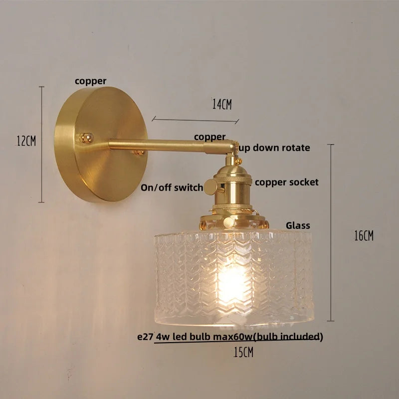 Nordic Modern LED Glass Wall Light Fixture for Bedroom, Living Room, Porch