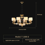 Luxury Chinese Style Copper Jade Living Room Chandelier
