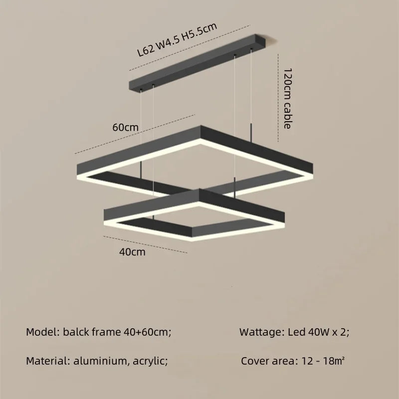 Modern Straight Pendant LED Light - Minimalist Painted Aluminium Chandelier