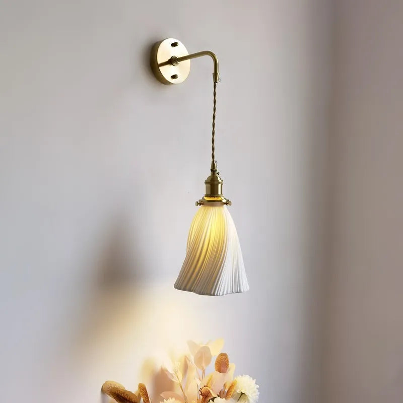 Nordic LED Ceramic Copper Wall Lamp Sconce for Bedroom Bathroom Mirror