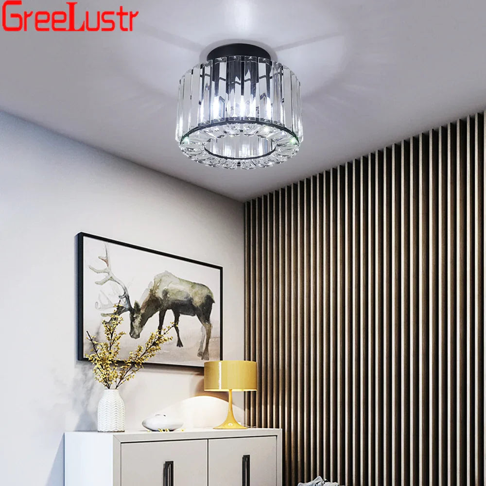 Modern Crystal Chandelier Flush Mount Ceiling Light for Bedroom Hallway Office