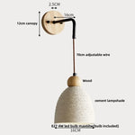 Adjustable Wall Lights Pull Chain Switch Wood Socket Cement Modern Bedside Lamp