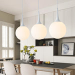 Glass Ball LED Pendant Lights for Modern Living Room, Black/White Horn Fixtures