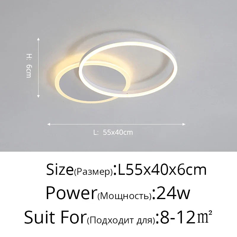 White Gold LED Chandelier for Living Room Study Parlor, Modern Indoor Lighting