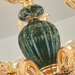 LED Crystal Ceramic Retro Ceiling Chandelier European Style Luxury Lamp