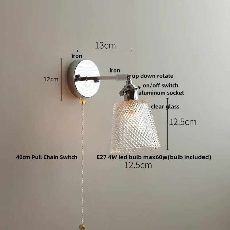 Afralia™ Ceramic LED Wall Light Sconce, Pull Chain Switch, Modern Style