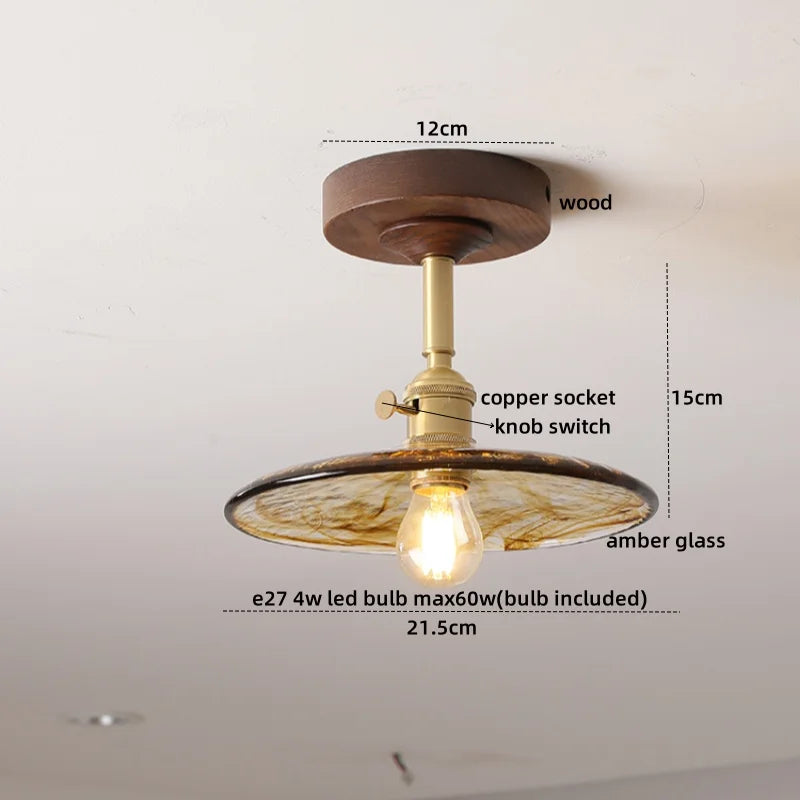 Yellow Glass LED Ceiling Lamp - Modern Nordic Style Lighting Fixtures