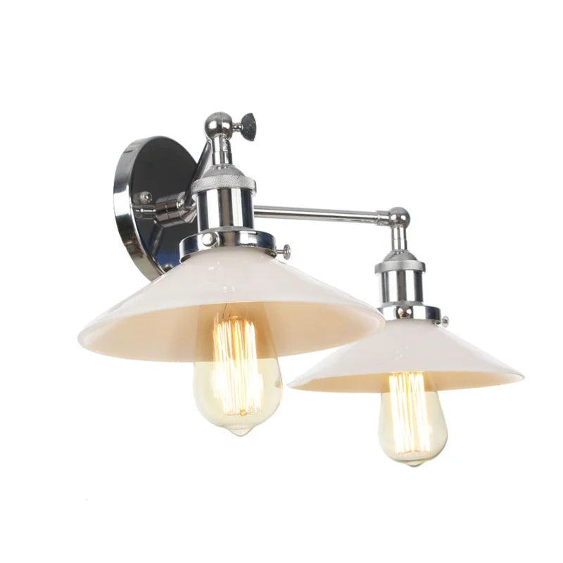 Glass 2-Light Wall Sconce with Pull Chain Switch for Bedroom and Bathroom