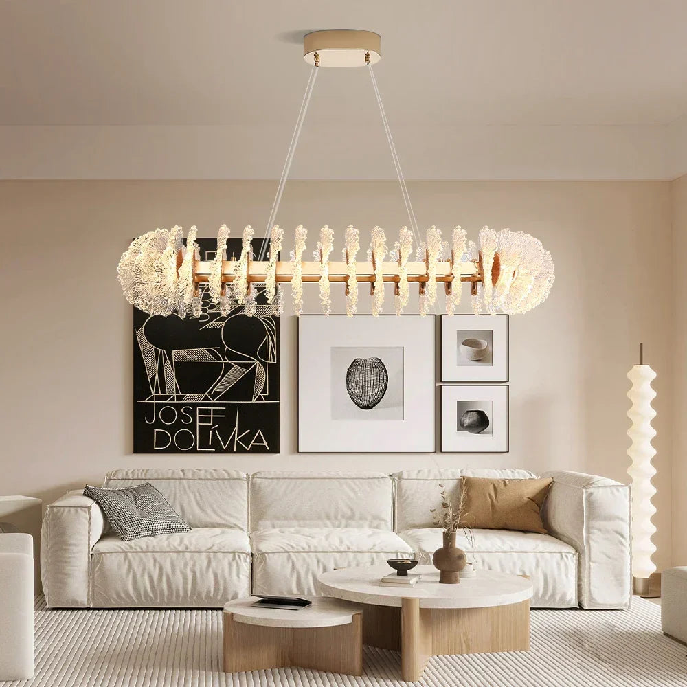 Coral Flower Crystal Chandelier: Modern Luxury LED Pendant Lighting for Home