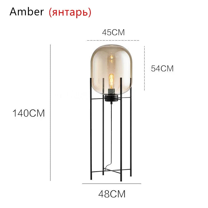 Nordic Smoky Gray Glass Table Lamp Postmodern Iron Desk Lamps for Living Room