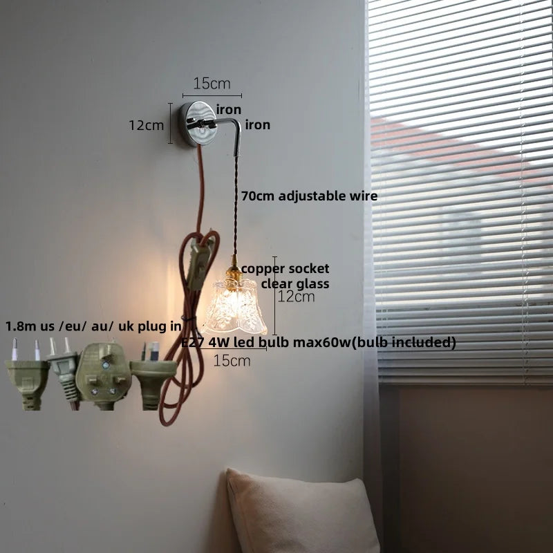 White Glass LED Wall Lights with Pull Chain Switch for Modern Decor