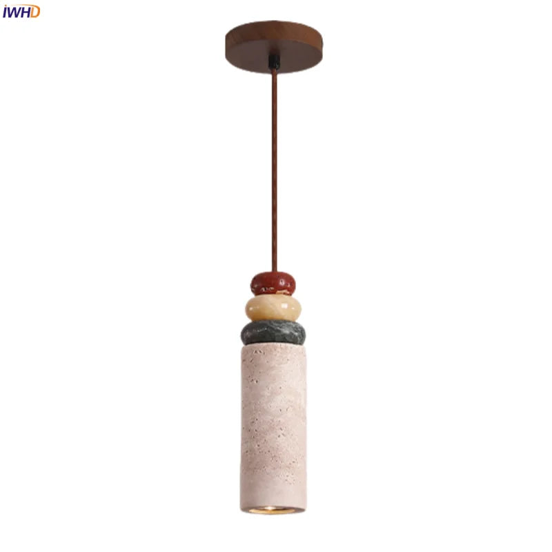 Stone Cylinder LED Pendant Lights for Dining Living Room Kitchen Cafe Loft Decor