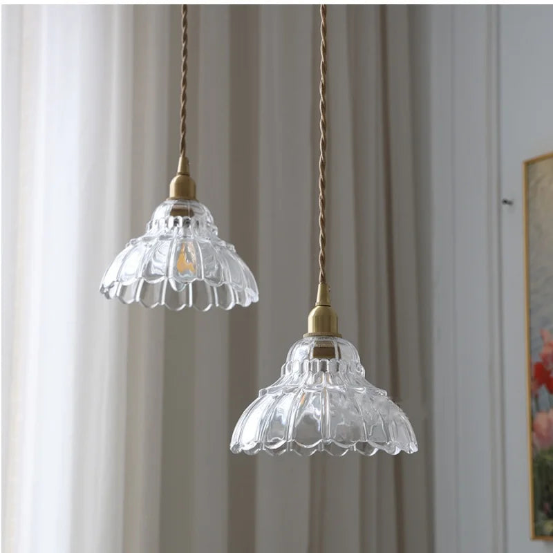 Afralia™ Glass LED Pendant Lamp Modern Copper Socket Hanging Light