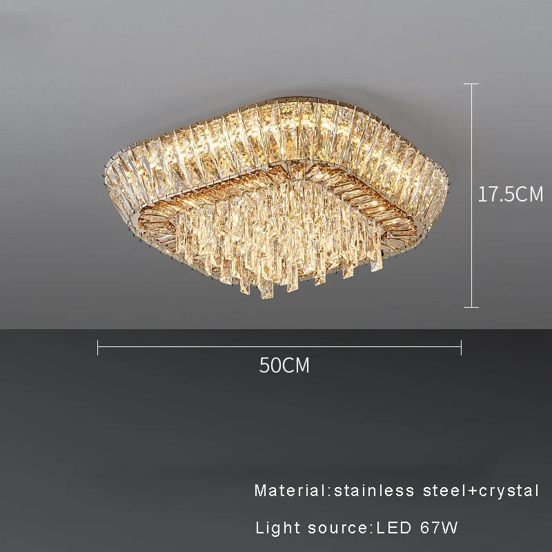 Amber Crystal Ceiling Chandelier: Luxe LED Home Decor Light Fixture