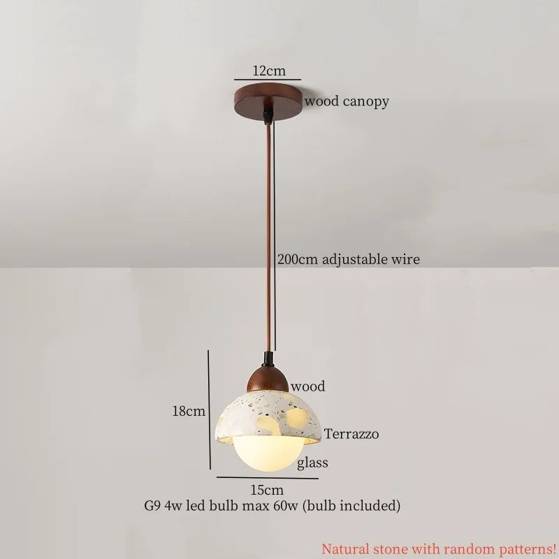 Wabi Sabi Terrazzo LED Pendant Light for Home Design