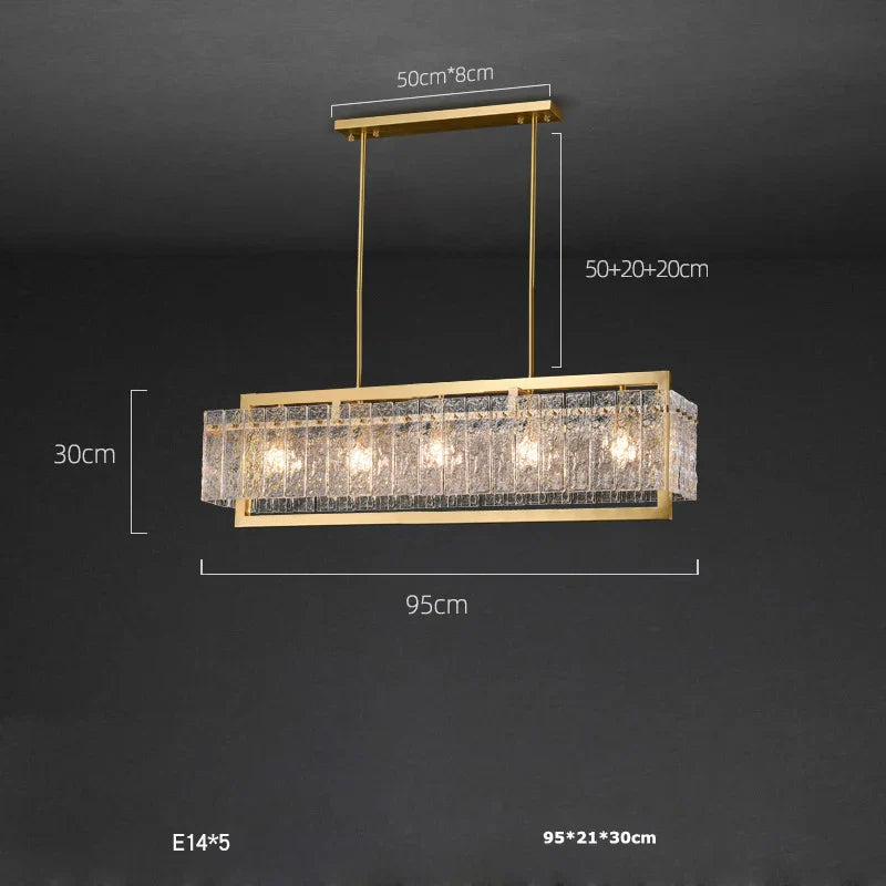Dimmable LED Copper Glass Chandelier for Living Room