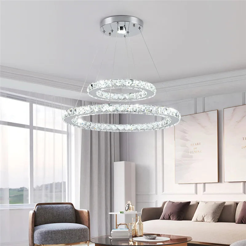 Crystal Chandelier: Luxury LED Pendant Lighting for Living & Dining Room