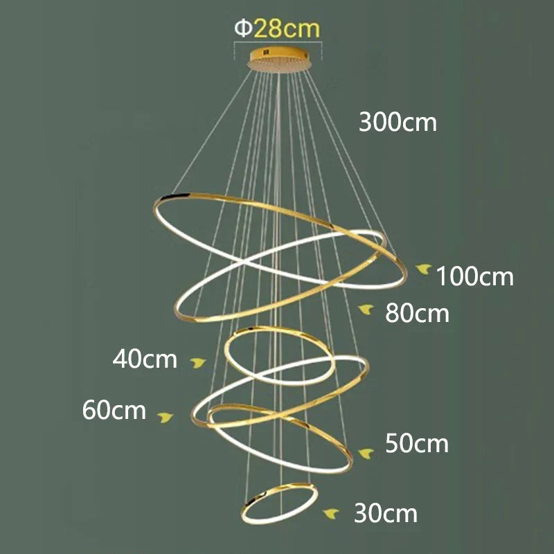 Stylish Staircase Chandeliers LED Pendant Light Lamps for Modern Living Room Lighting