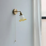 Afralia™ Flower Glass LED Wall Light - Vintage Rotate Copper Bedside Lamp