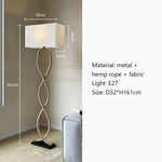 Hemp Rope Fabric Shade LED Floor Lamp for Nordic Retro Wabi Sabi Style