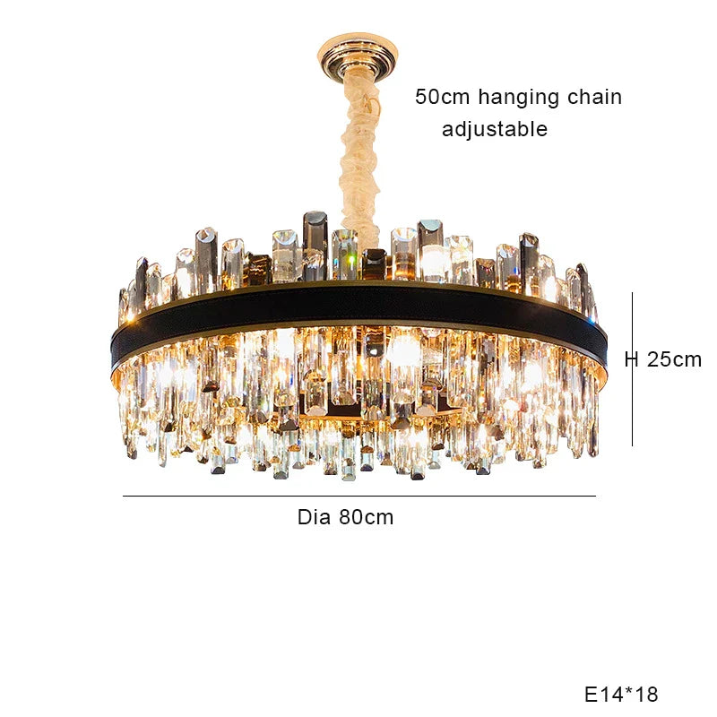 Crystal Leather Chandelier | Modern LED Lustres for Living Room & Dining Room