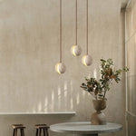 Stone LED Hanging Lamp Yellow Travertine Nordic Minimalism Pendant Lighting